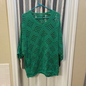 Green Crochet Knit Sweater